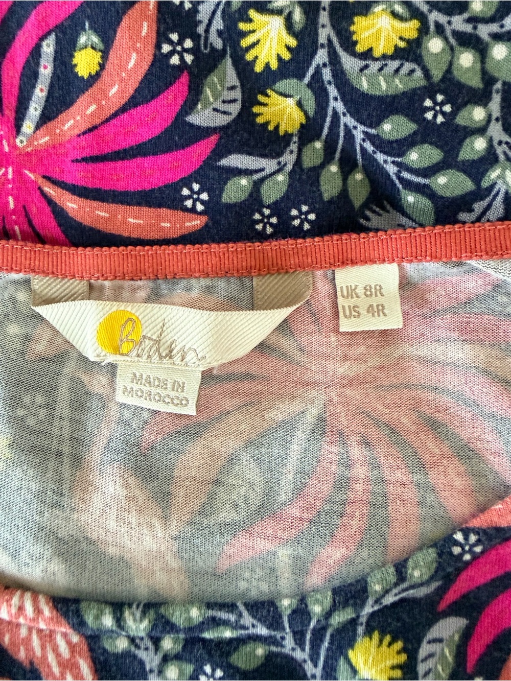 Boden Women's Navy Dress with Pink Floral Flamingo Print - Picture 3 of 3